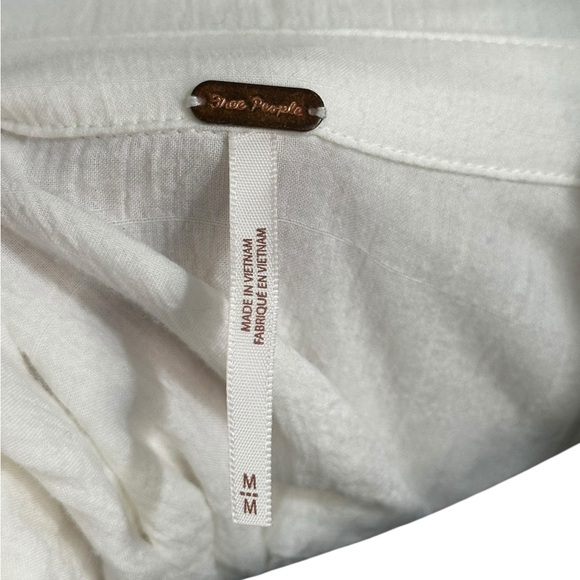 Free People Young Spirit White Asymmetrical Sleeveless Tunic Top/Mini Dress Sz M - Picture 4 of 9